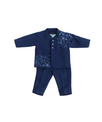 Midnight Blue Embroidry Ajkan With Pant 1