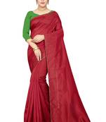 red plain silk blend saree with blouse
