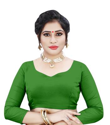 red plain silk blend saree with blouse 4