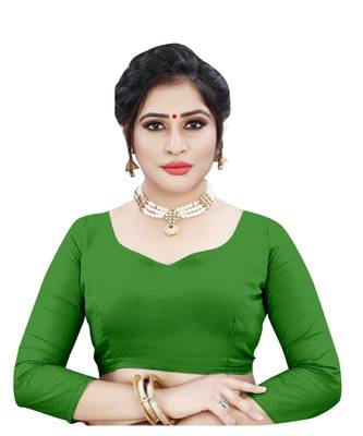 blue plain silk blend saree with blouse 4