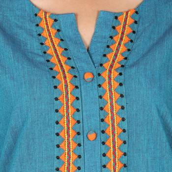 Women   s Deep Blue Mangalgiri Solid Straight Kurti 5