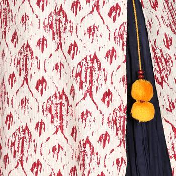 Women's Maroon Cotton Printed Long Kurti 5