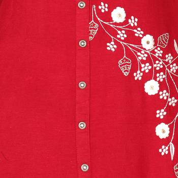 Women's Maroon Rayon Embroidered Front Slit Kurti 5