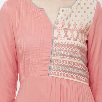 Peach embroidered rayon kurtas-and-kurtis 5