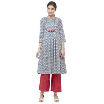 Blue printed cotton kurtas-and-kurtis 1