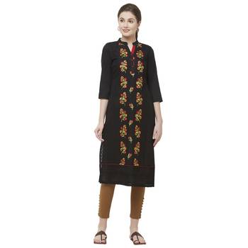 Black embroidered cotton kurtas-and-kurtis 1
