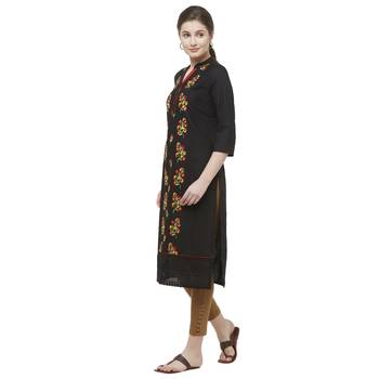 Black embroidered cotton kurtas-and-kurtis 2