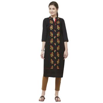 Black embroidered cotton kurtas-and-kurtis 4