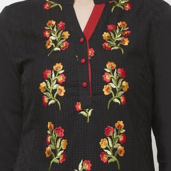 Black embroidered cotton kurtas-and-kurtis 5