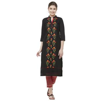 Black embroidered cotton kurtas-and-kurtis 1