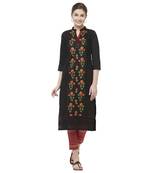 Black embroidered cotton kurtas-and-kurtis