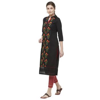 Black embroidered cotton kurtas-and-kurtis 2