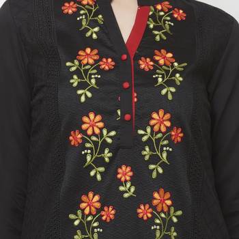Black embroidered cotton kurtas-and-kurtis 5