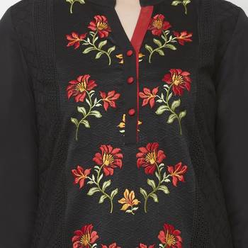 Black embroidered cotton kurtas-and-kurtis 5