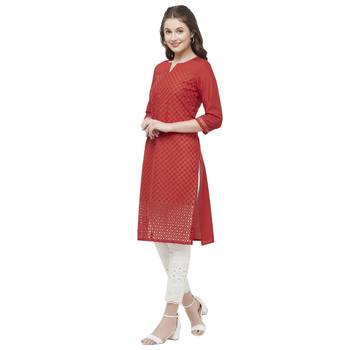 Red embroidered cotton kurtas-and-kurtis 2