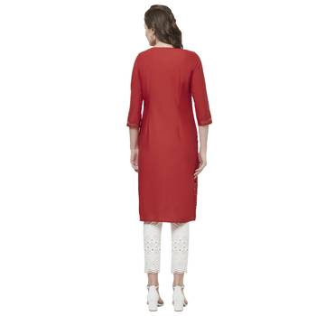 Red embroidered cotton kurtas-and-kurtis 3