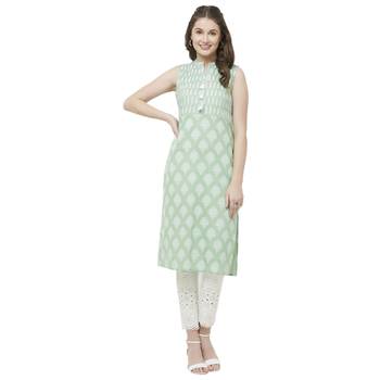 Green embroidered cotton kurtas-and-kurtis 4