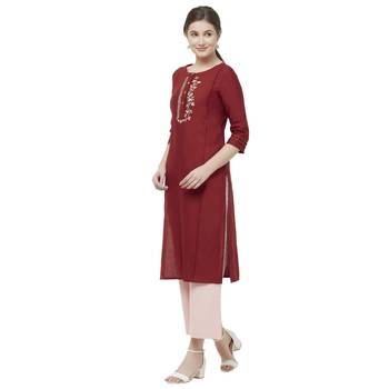 Maroon embroidered cotton kurtas-and-kurtis 2