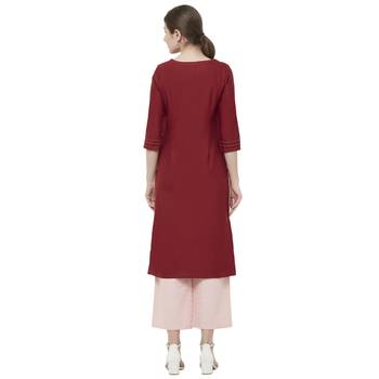 Maroon embroidered cotton kurtas-and-kurtis 3