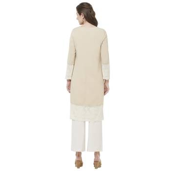 Beige embroidered cotton kurtas-and-kurtis 3