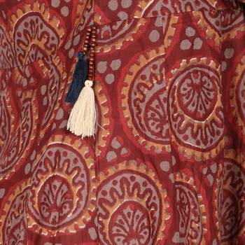 Women   s Maroon Cotton Printed Flared Long Dress 5