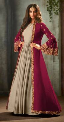 Pink embroidered georgette salwar 1
