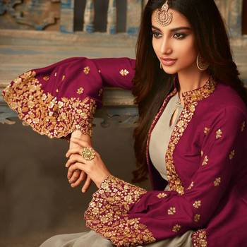 Pink embroidered georgette salwar 2