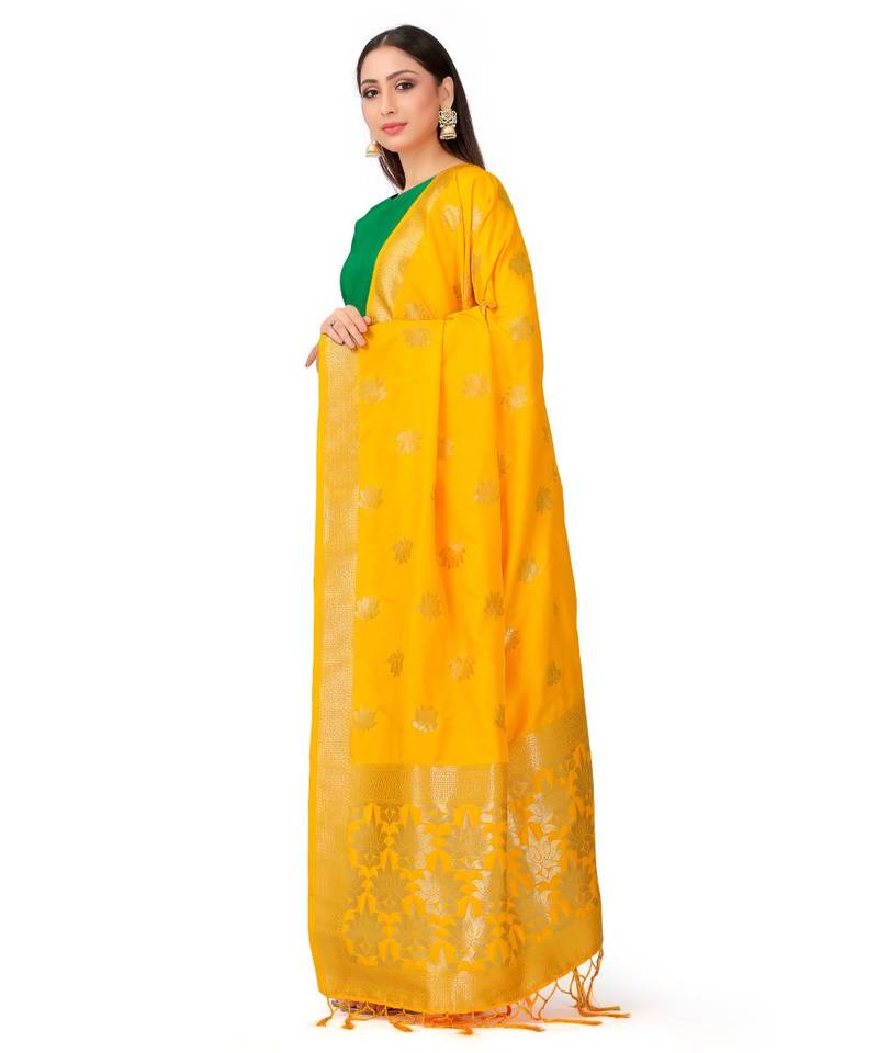 Women'S  Mustard Banarasi Art Silk Dupatta