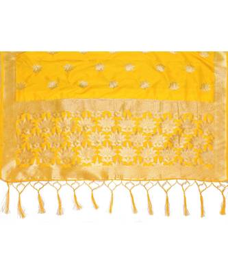 Women'S  Mustard Banarasi Art Silk Dupatta 4