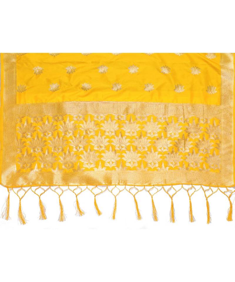Women'S  Mustard Banarasi Art Silk Dupatta