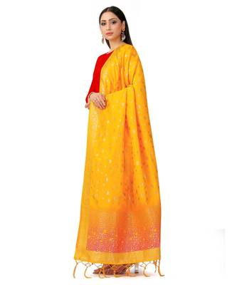 Women'S  Mustard Banarasi Art Silk Dupatta 2