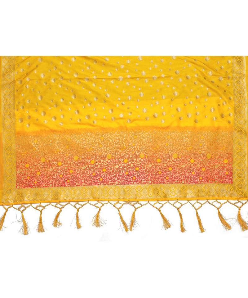 Women'S  Mustard Banarasi Art Silk Dupatta