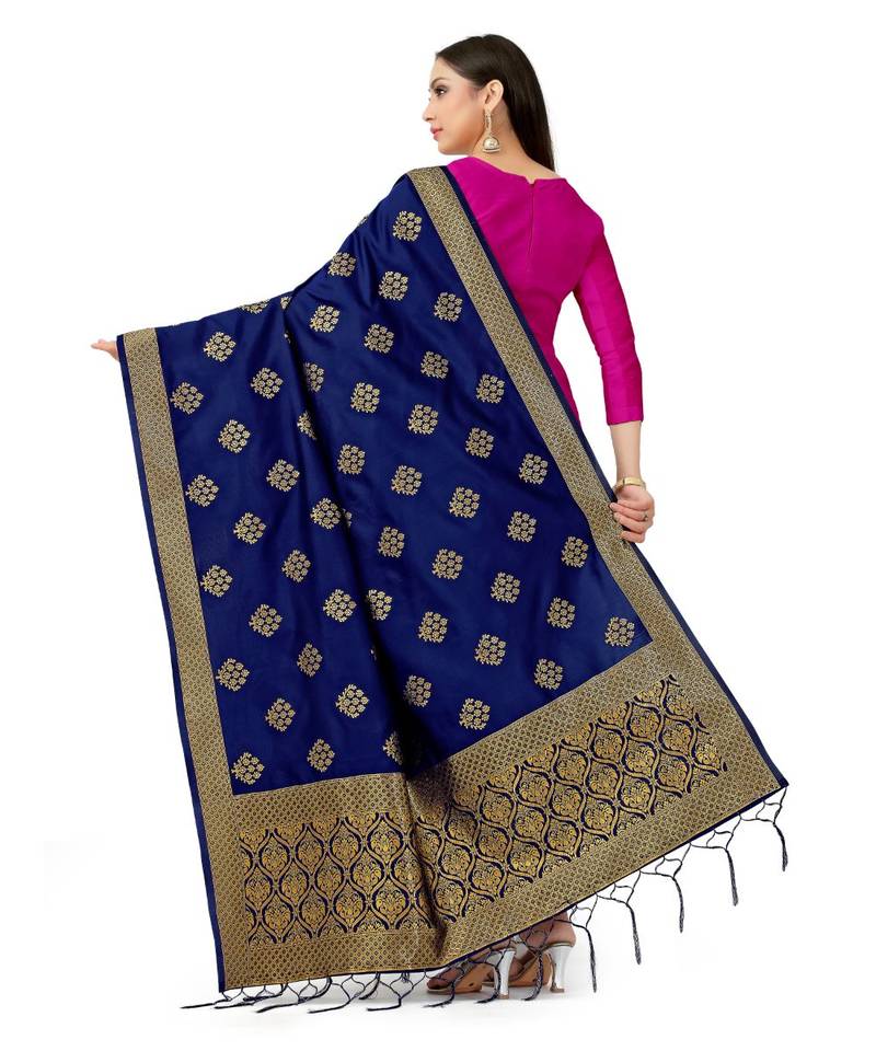 Women'S  Blue Banarasi Art Silk Dupatta