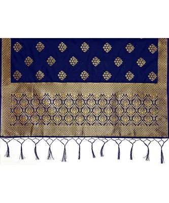 Women'S  Blue Banarasi Art Silk Dupatta 4