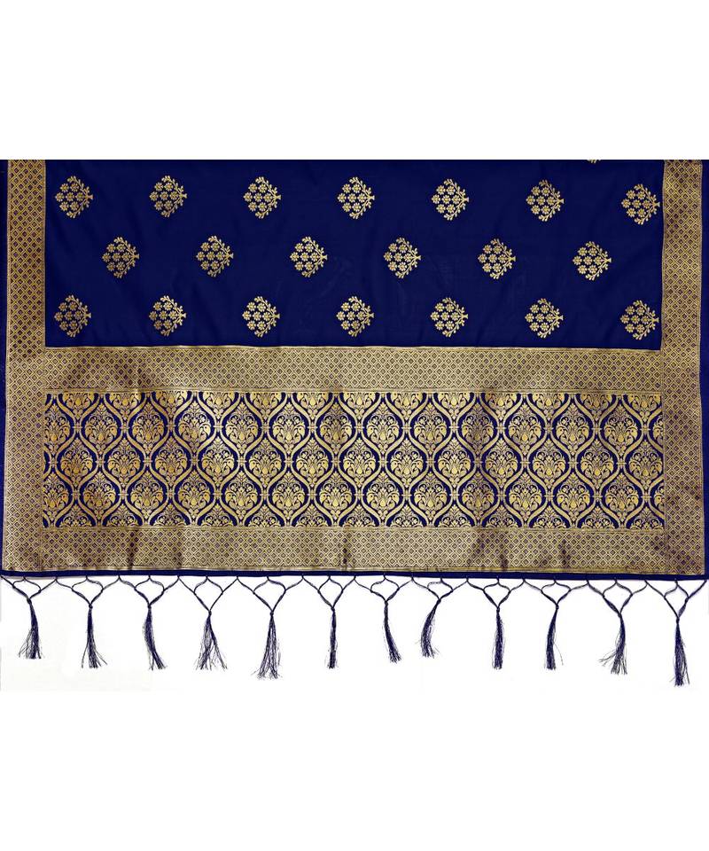 Women'S  Blue Banarasi Art Silk Dupatta