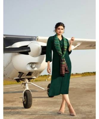 Green Embellished Printed Party Wear Kurti 1
