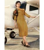 Mustard Embellished Printed Party Wear Kurti