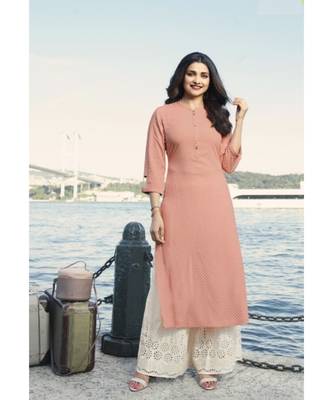 Peach Embellished Printed Party Wear Kurti 1