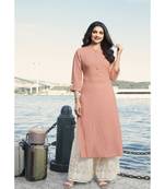 Peach Embellished Printed Party Wear Kurti