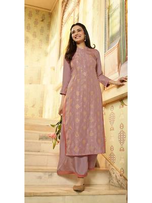 Pink Embellished Printed Party Wear Kurti 1