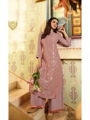 Pink Embellished Printed Party Wear Kurti 2