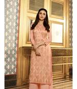 Peach Embellished Printed Party Wear Kurti