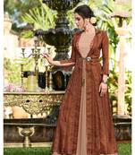 Brown Embellished Printed Party Wear Kurti