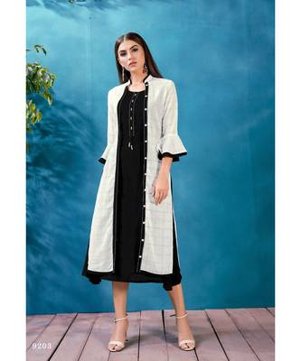 Black Embellished Printed Party Wear Kurti 1