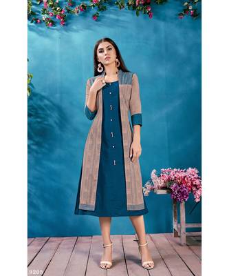 Blue Embellished Printed Party Wear Kurti 1