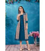 Blue Embellished Printed Party Wear Kurti