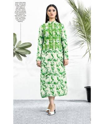 Green Embellished Printed Party Wear Kurti 1