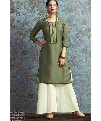 Green Embellished Printed Party Wear Kurti 1