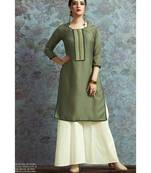 Green Embellished Printed Party Wear Kurti