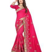Pink Embroidered Silk Saree With Blouse